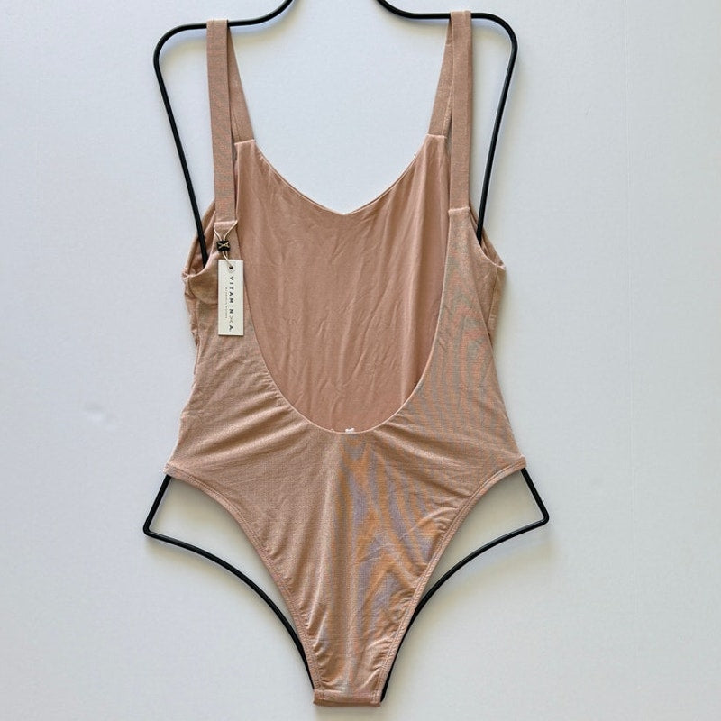 Vitamin A Swimwear Leah One Piece - Rose Gold Metallic | Back view