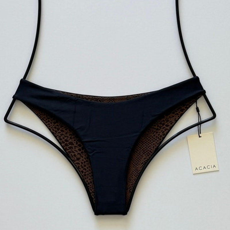 Acacia Swimwear Zuma Bikini Bottom - Licorice - High Cut Moderate | Front view