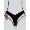 OneOne Swimwear Heidi Cheeky Bikini Bottom - Black Ribbed | Front view