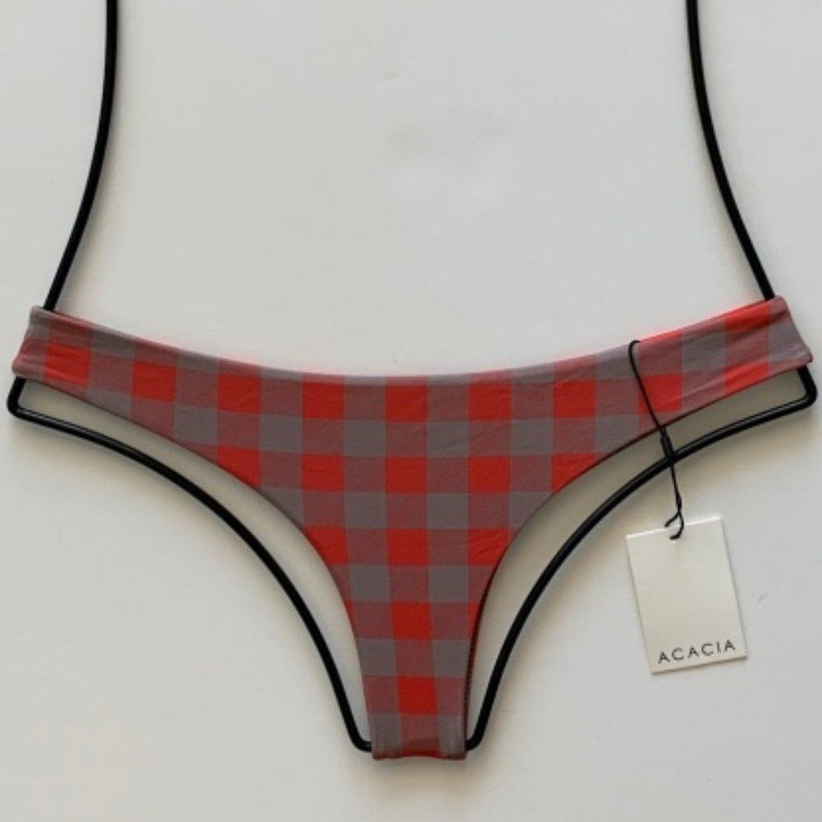Acacia Swimwear Ho'okipa Bikini Bottom - Red Check Gingham | Front view