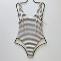 Vitamin A Swimwear Leah One Piece - Marine Stripe Cocoa Ribbed | Front view