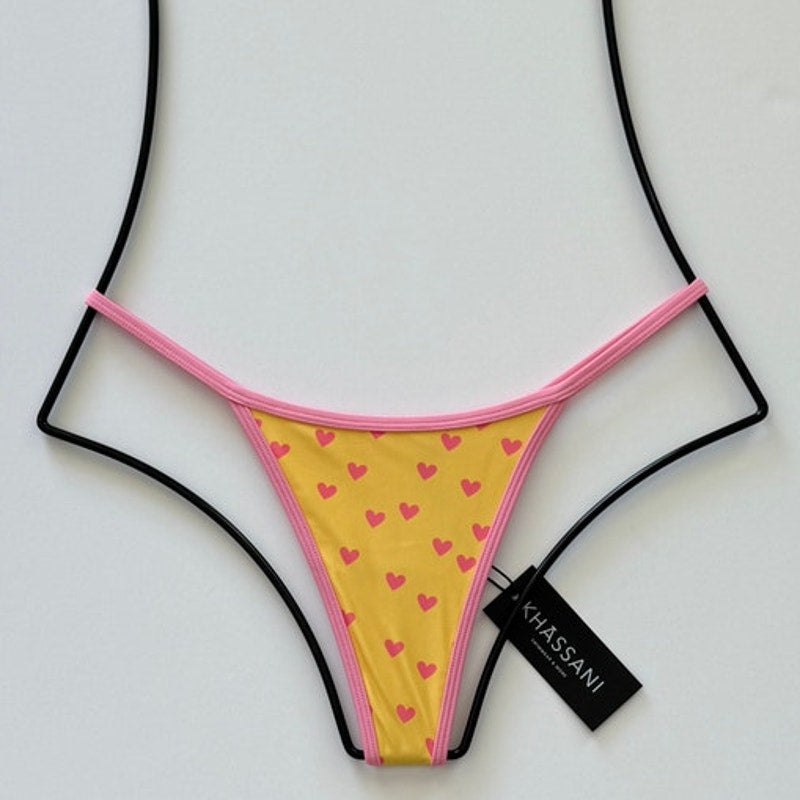 Khassani Swim Tiny Tanga Bikini Bottom - Hearts