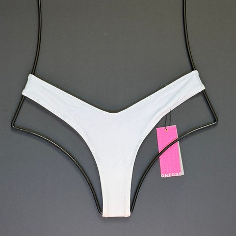 OneOne Swimwear Heidi Cheeky Bikini Bottom – White Ribbed | Front view