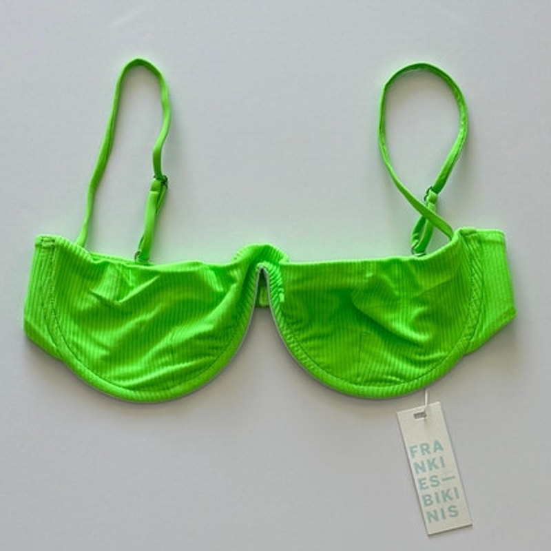 Frankies Bikinis Tolly Ribbed Underwire Bikini Top - Green Glow | Alternate view