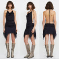Amanda Uprichard Bec + Bridge Monette Halter Mini Dress - Black - US 8 | Front view