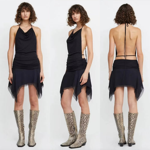 Amanda Uprichard Bec + Bridge Monette Halter Mini Dress - Black - US 8 | Front view