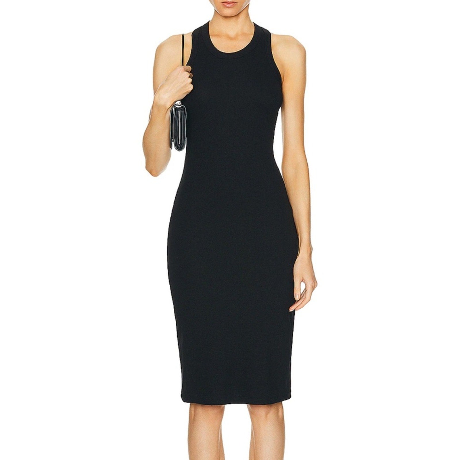 Leset Kelly Black Racerback Midi Dress - Black | Front view