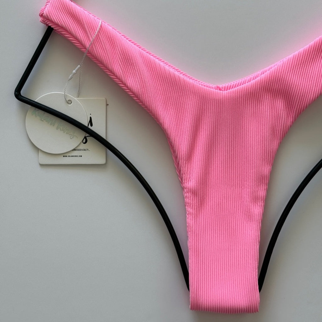 Kulani Kinis Y Cheeky Bikini Bottom - Barbie Pink Ribbed | Alternate view