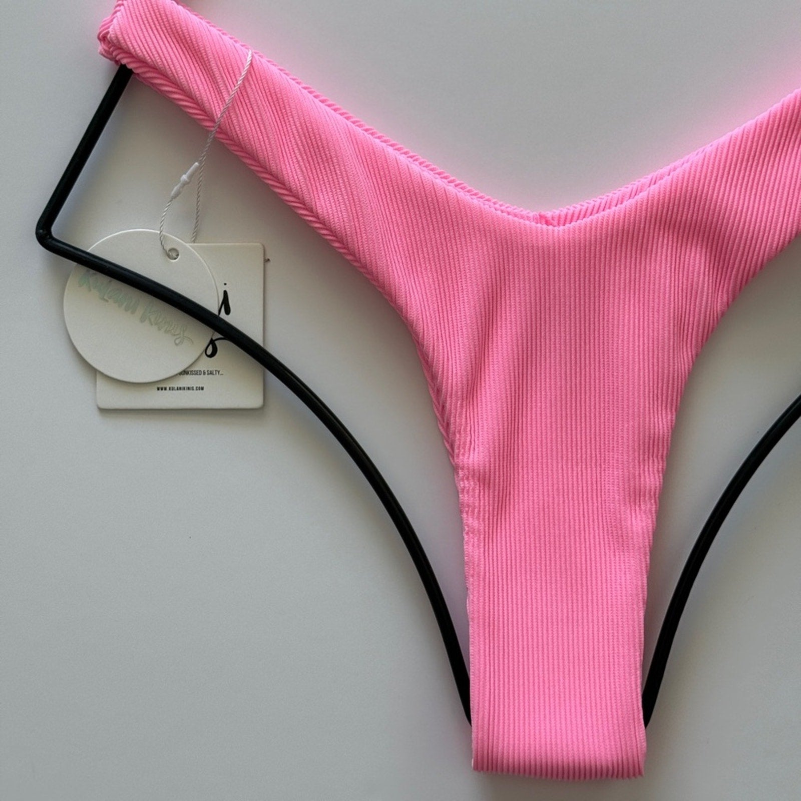 Kulani Kinis Y Cheeky Bikini Bottom - Barbie Pink Ribbed | Alternate view