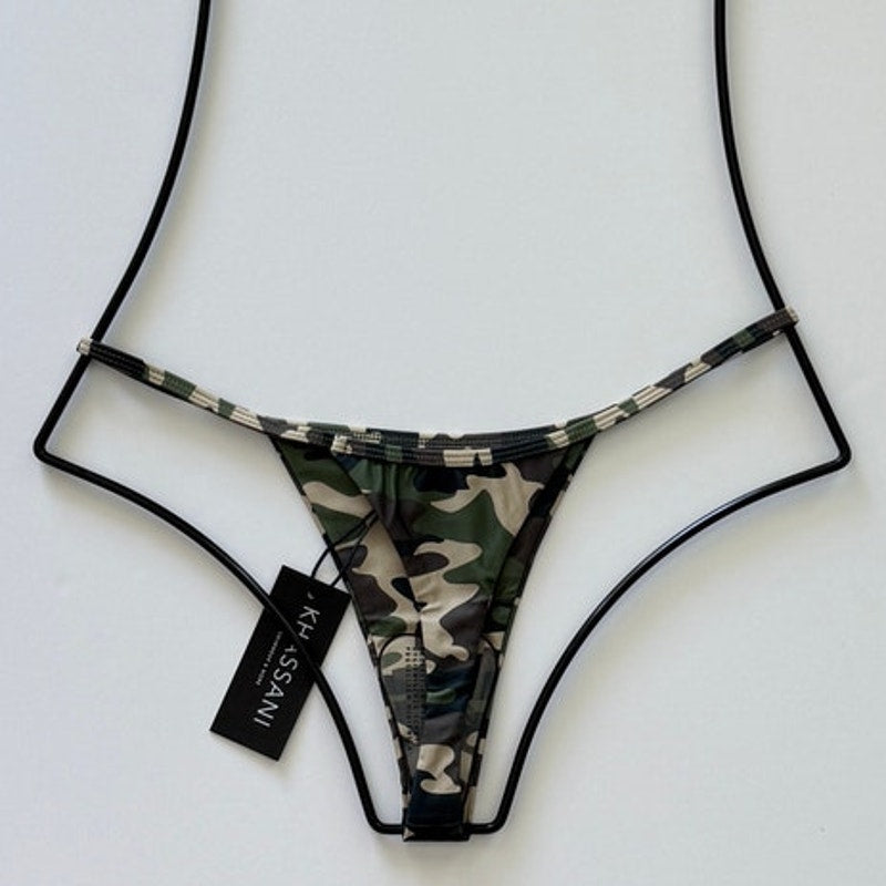 Khassani Swim Ivy Tanga Thong Bikini Bottom - Army