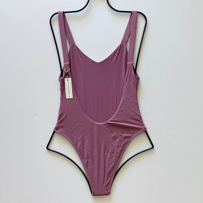 Vitamin A Swimwear Leah One Piece - Rose Rib | Back view