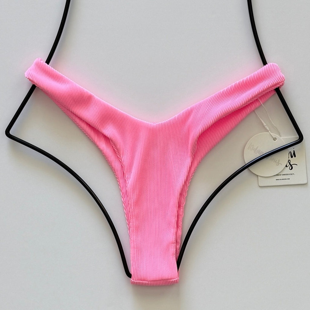 Kulani Kinis Y Cheeky Bikini Bottom - Barbie Pink Ribbed | Alternate view