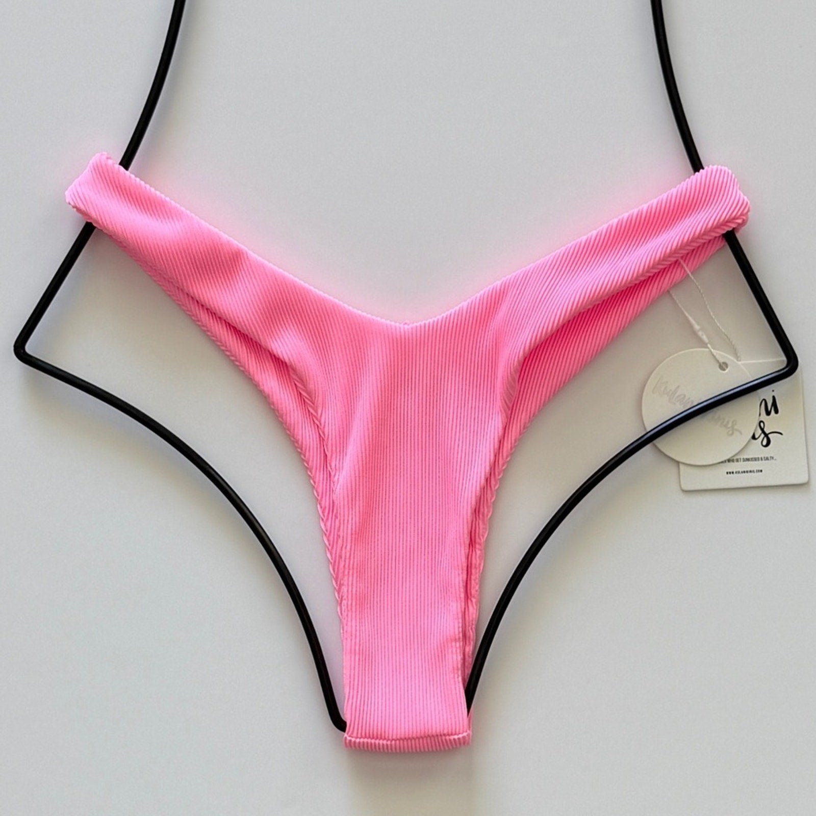 Kulani Kinis Y Cheeky Bikini Bottom - Barbie Pink Ribbed | Alternate view