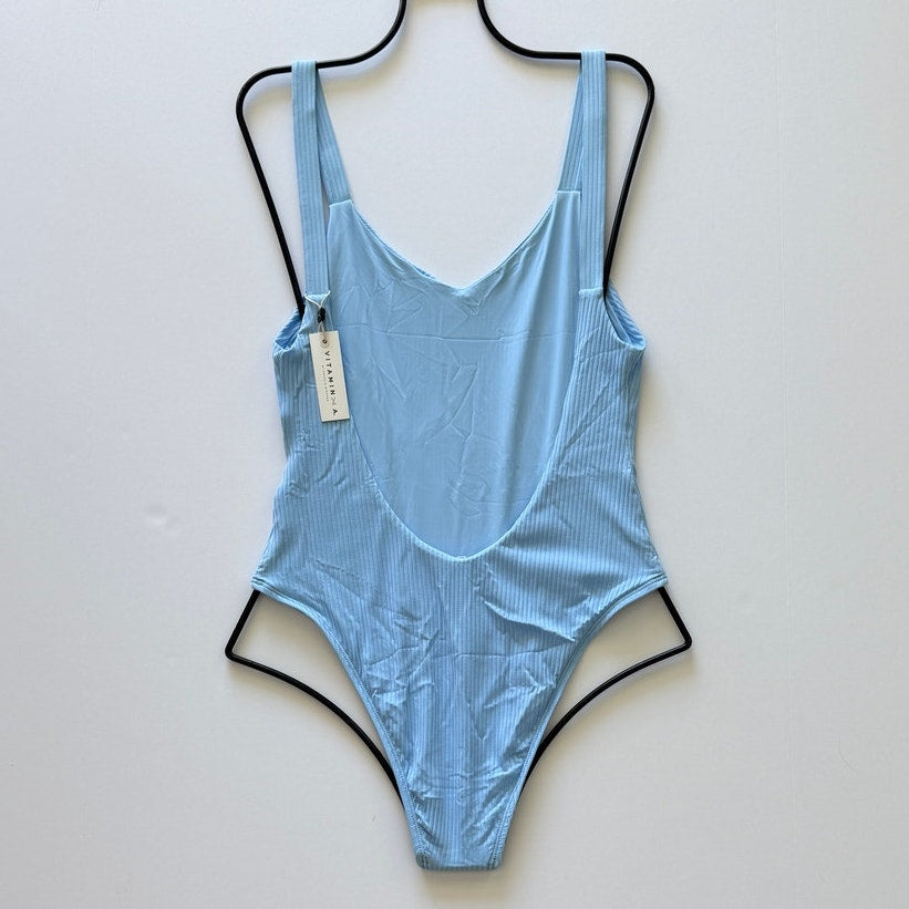 Vitamin A Swimwear Leah One Piece - Cielo Rib | Back view