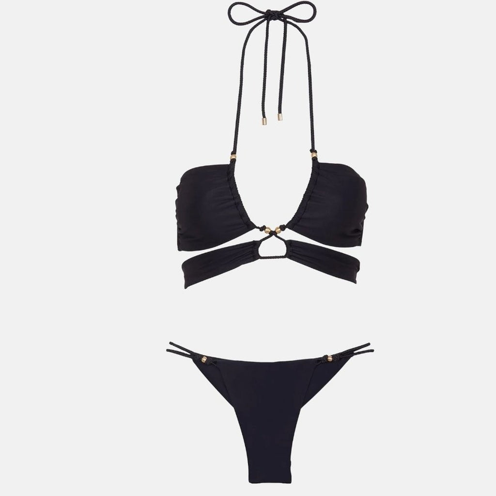 ViX Paula Hermanny ViX Swimwear Gi Detail Cheeky Bikini Bottom - Black | Alternate view