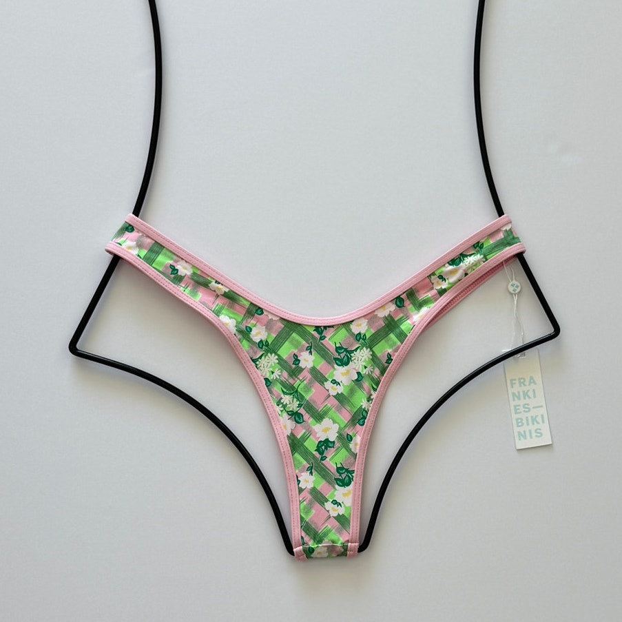 Frankies Bikinis Full Moon Plaid Micro Bikini Bottom – Baby Daisy | Front view