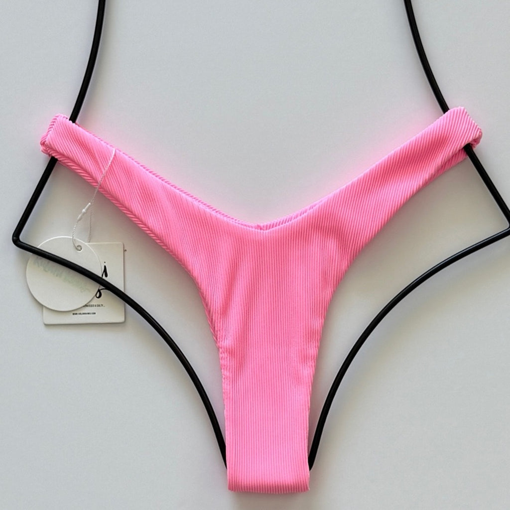 Kulani Kinis Y Cheeky Bikini Bottom - Barbie Pink Ribbed | Alternate view