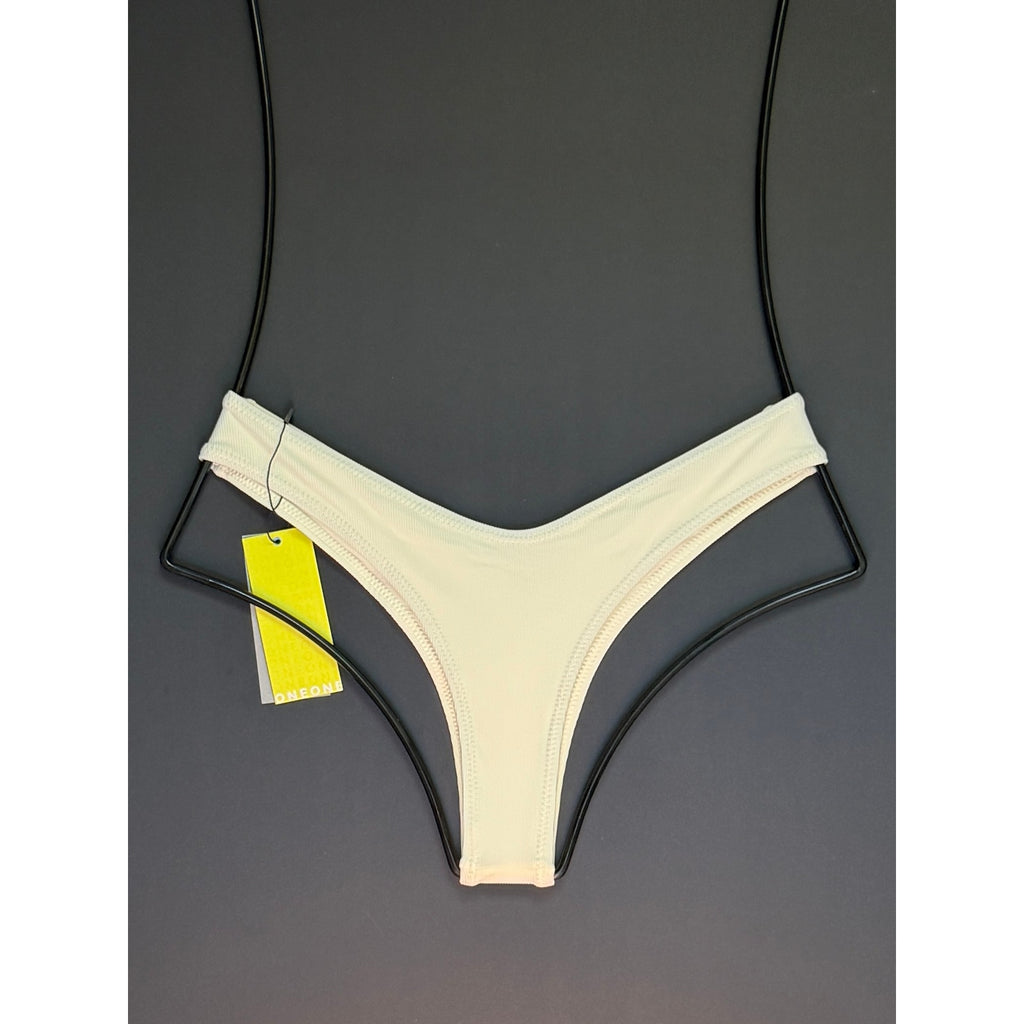 OneOne Swimwear Heidi Cheeky Bikini Bottom - Ivory Ribbed | Alternate view