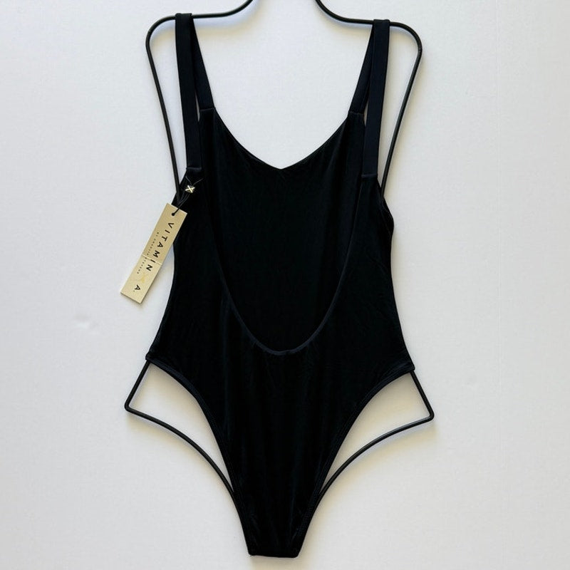 Vitamin A Swimwear Leah One Piece - Black EcoLux | Back view