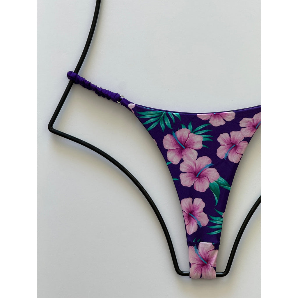 Frankies Bikinis Hope Shine Skimpy Bikini Bottom - Purple Hibiscus | Back view
