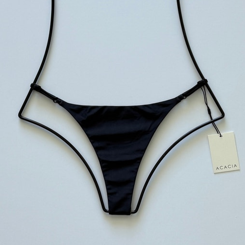 Acacia Swimwear Ralphy Bikini Bottom - Licorice - Minimal Coverage | Front view