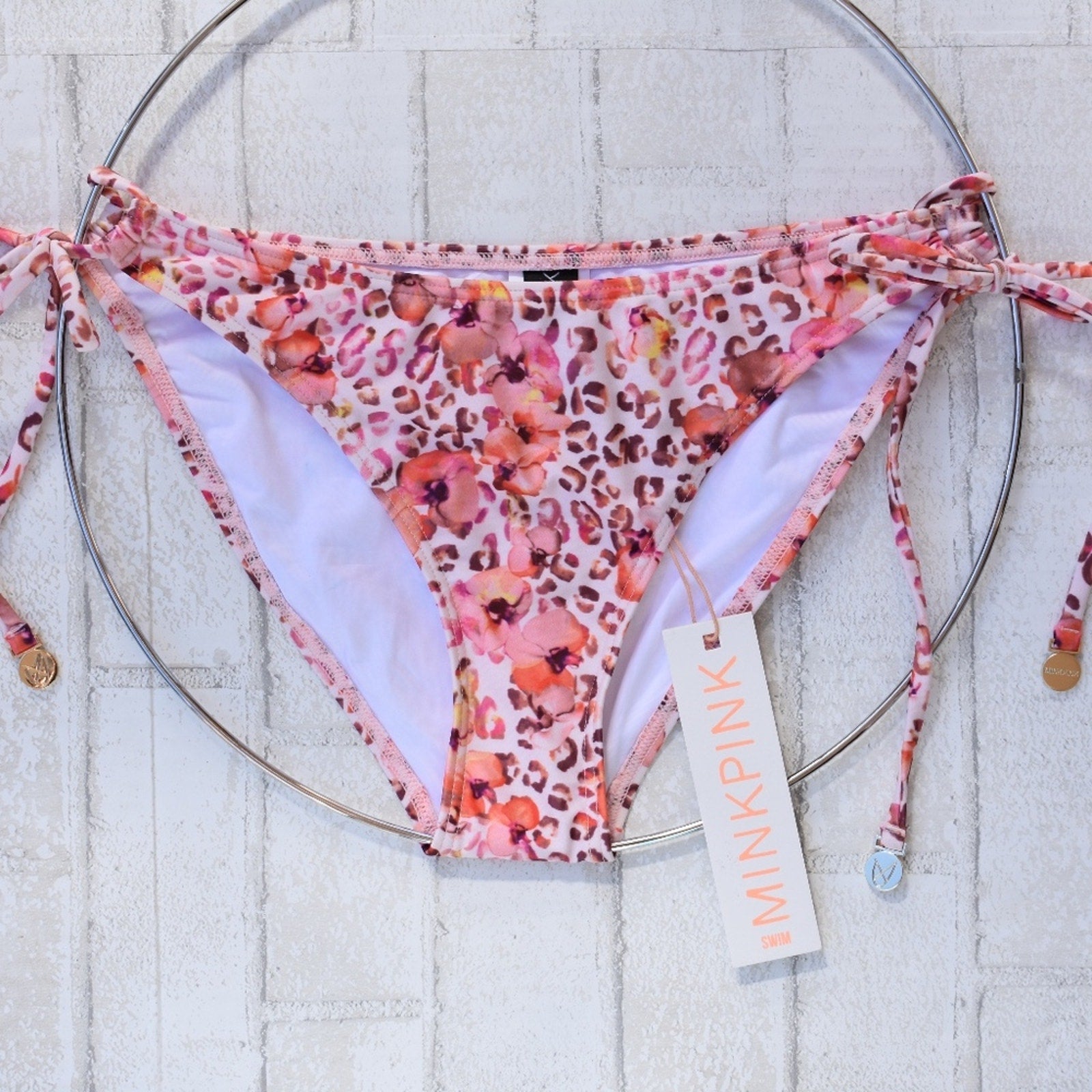 MINKPINK Sea Animal Frill Tie Side Bikini Bottom | Front view