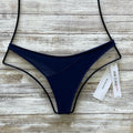 Adam Selman Waves Sheer Asymmetrical Thong Bikini Bottom | Front view