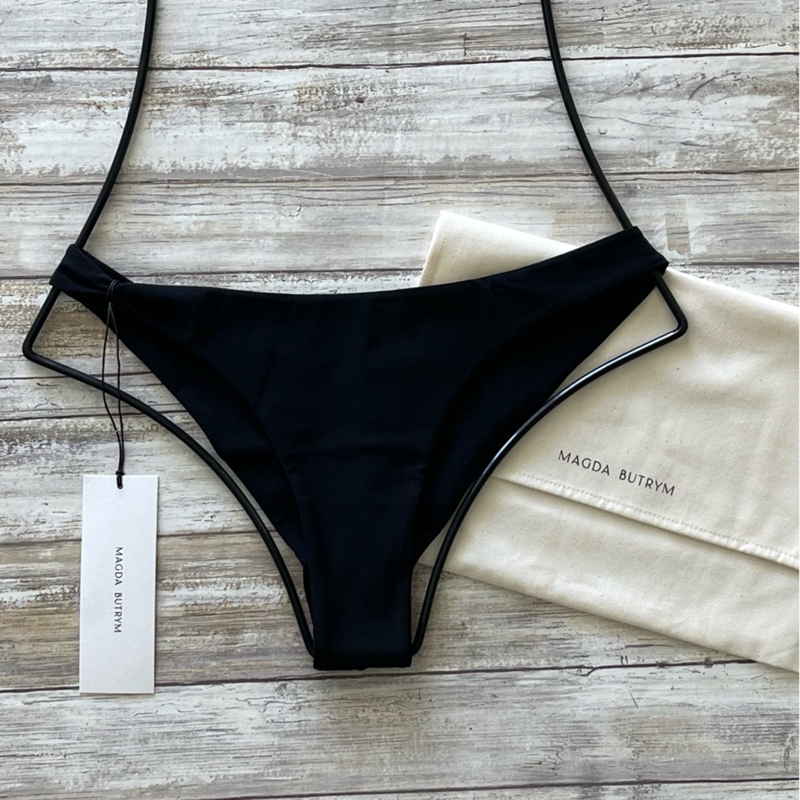 Magda Butrym Black Cheeky Bikini Bottom | Front view