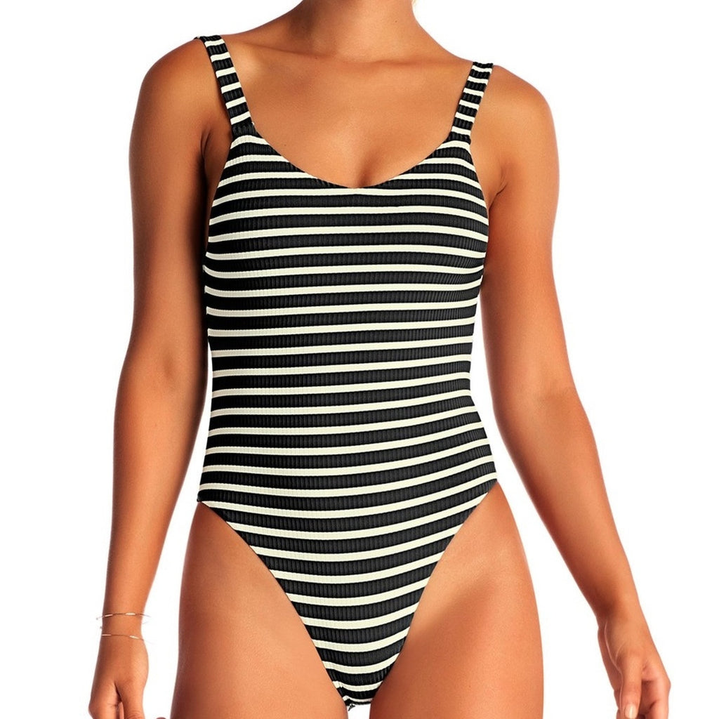 Vitamin A Swimwear Leah One Piece - Marin Stripe Black Ribbed | Alternate view