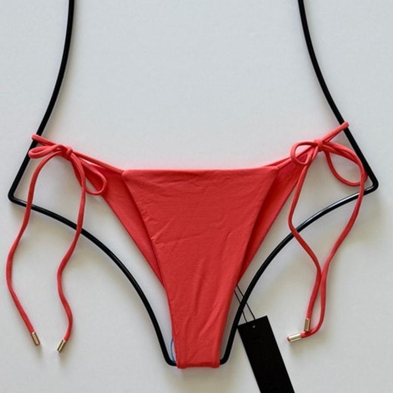 INDAH Swim Collin Tie Side Bikini Bottom - Coral | Front view