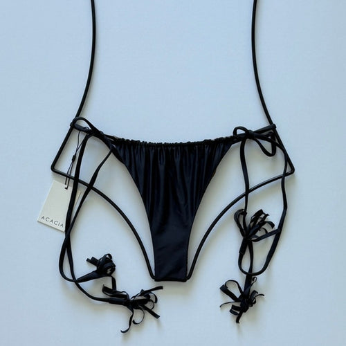Acacia Swimwear Taylor Bikini Bottom - Licorice - Minimal Coverage | Front view