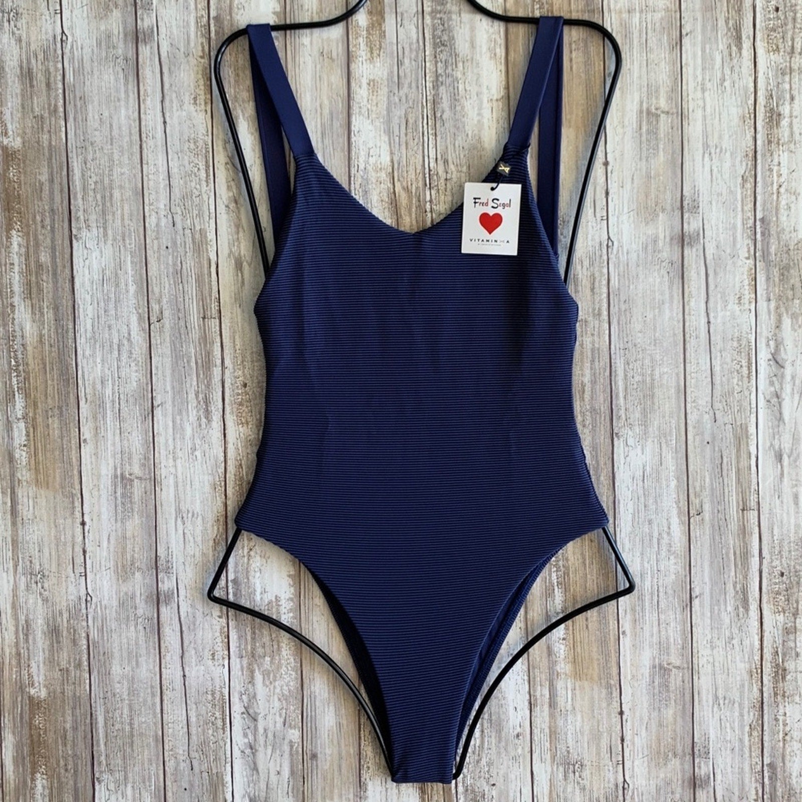 Vitamin A Swimwear x Fred Segal Deep Blue BioRib Louise One Piece | Front view