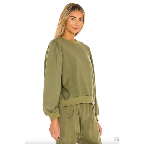 Acacia Swimwear Nora Organic Terry Sweat shirt - Basil | Back view