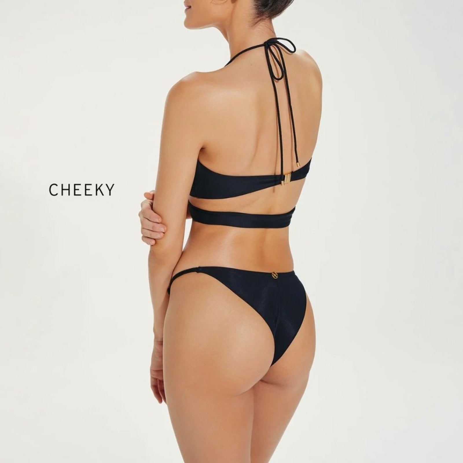 ViX Paula Hermanny ViX Swimwear Gi Detail Cheeky Bikini Bottom - Black | Alternate view
