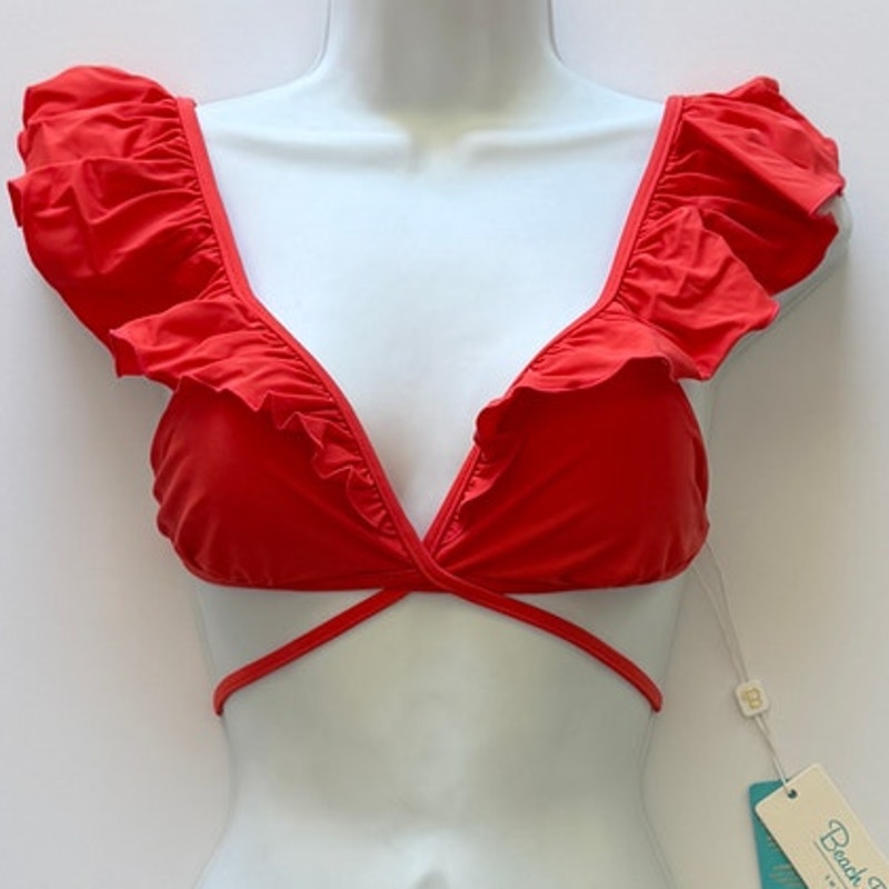 Beach Bunny Swimwear Scarlette Wrap Bikini Top - Poppy | Front view