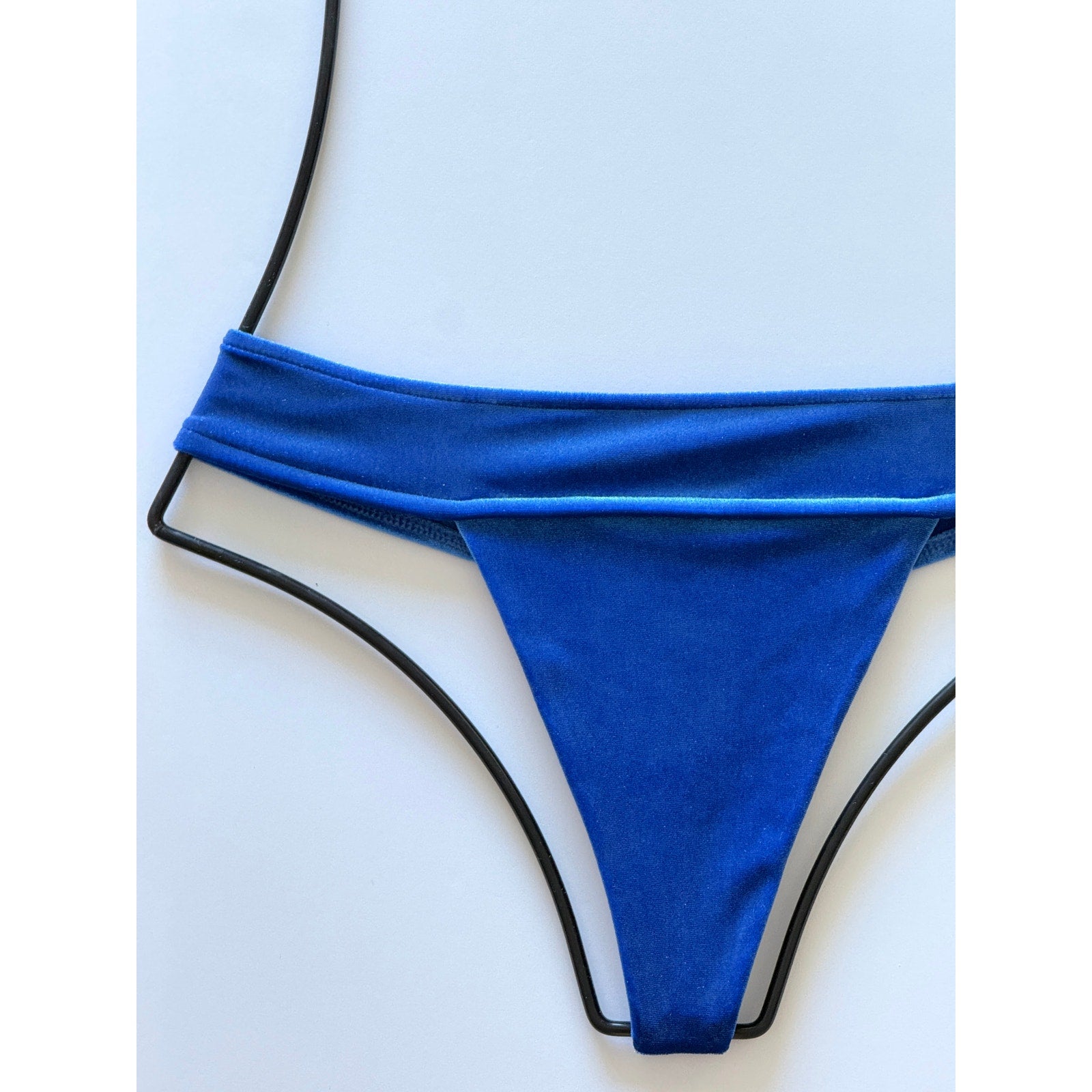 Frankies Bikinis Phoebe Velvet Thong Bikini Bottom - Pacific | Back view