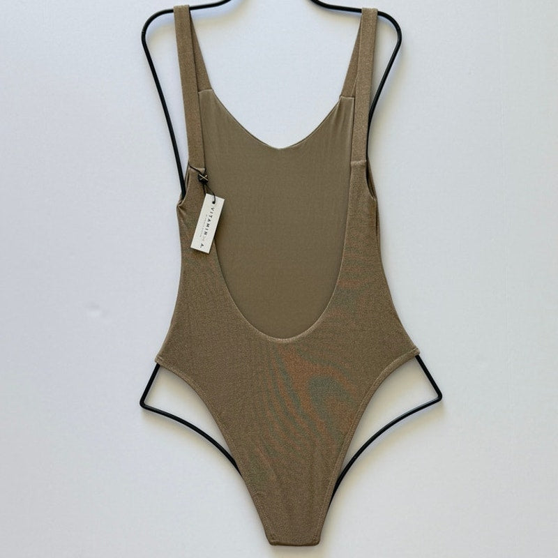 Vitamin A Swimwear Leah One Piece - Bronze Metallic | Back view