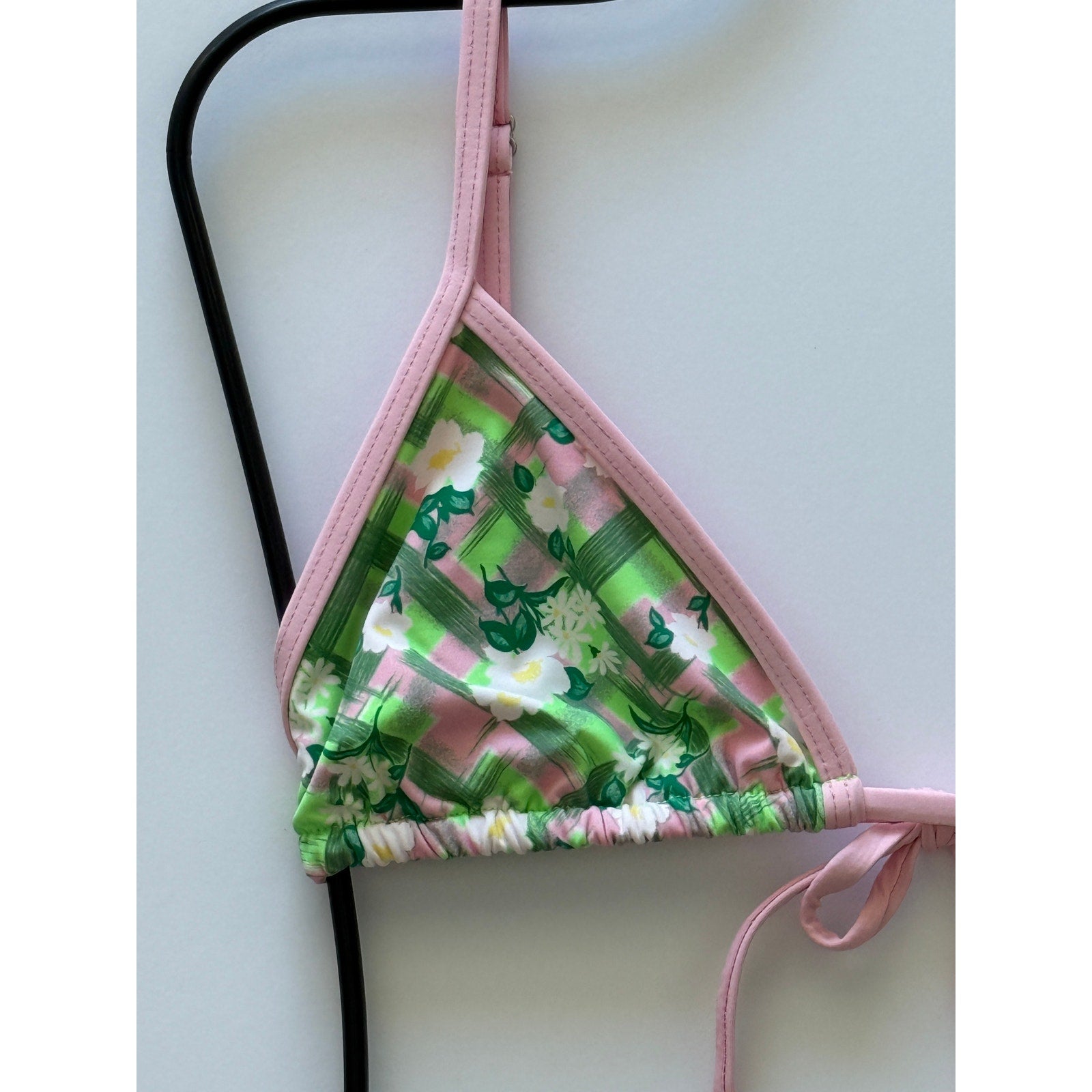 Frankies Bikinis Lumia Plaid Triangle Bikini Top - Baby Daisy | Alternate view