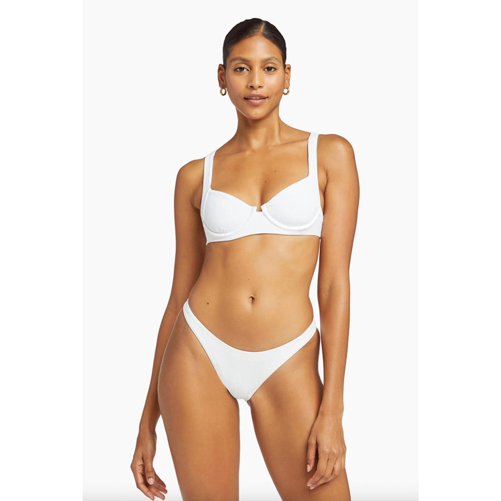 Vitamin A Swimwear California High Leg Bikini Bottom - White EcoRib | Back view