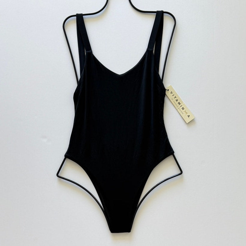 Vitamin A Swimwear Leah One Piece - Black EcoLux | Front view