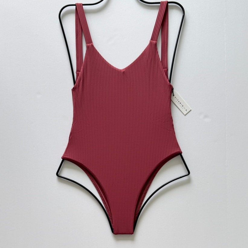 Vitamin A Swimwear Leah One Piece - Havana Rose EcoRib | Front view