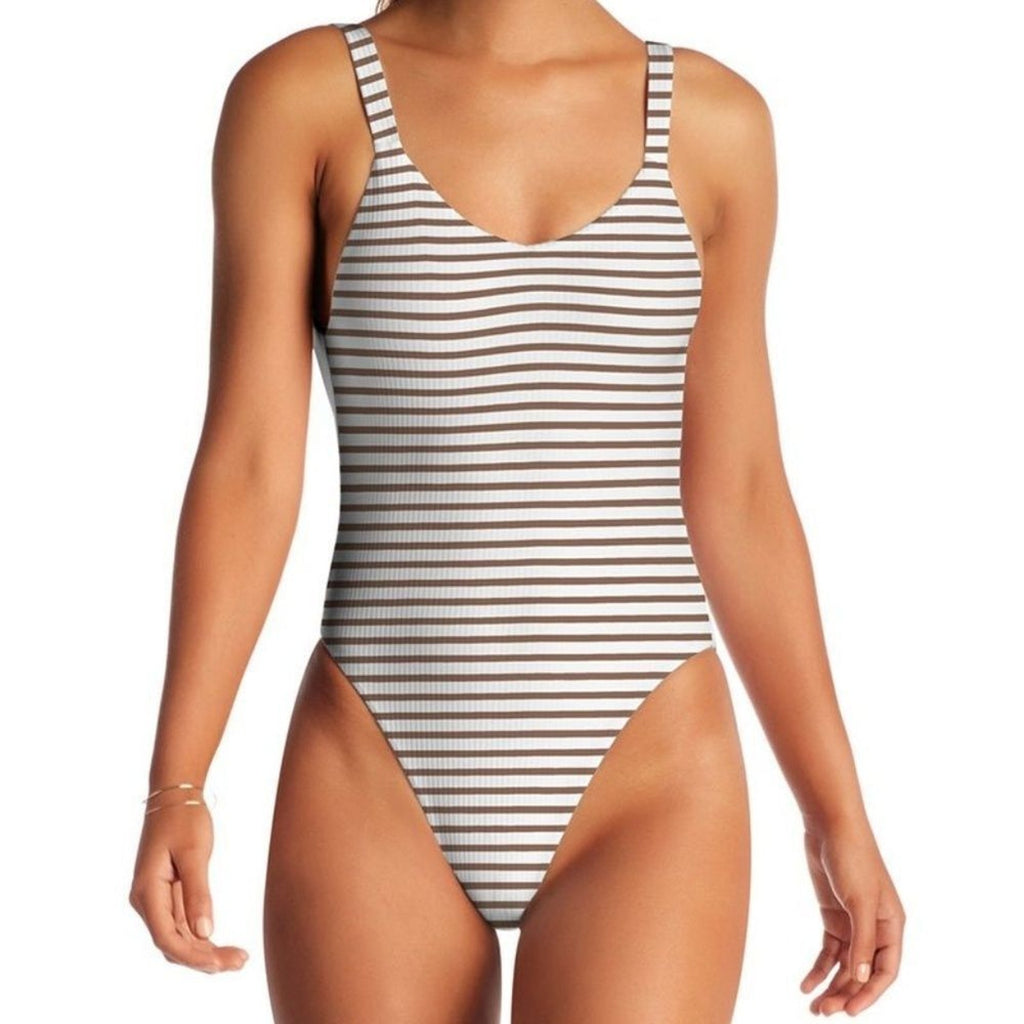 Vitamin A Swimwear Leah One Piece - Marine Stripe Cocoa Ribbed | Alternate view