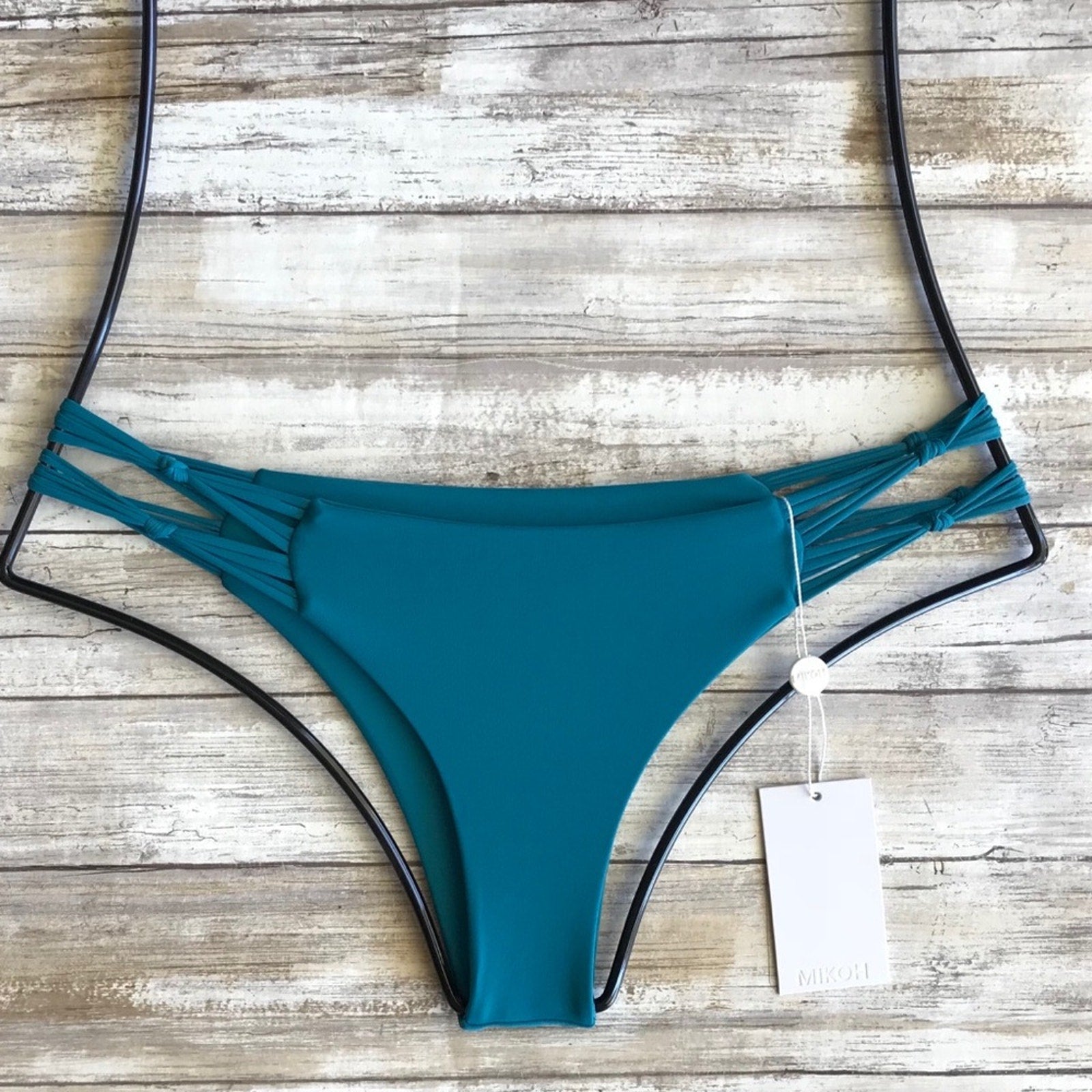 MIKOH Swimwear Molokai Bikini Bottom - Teal - Multi-Strap | Front view
