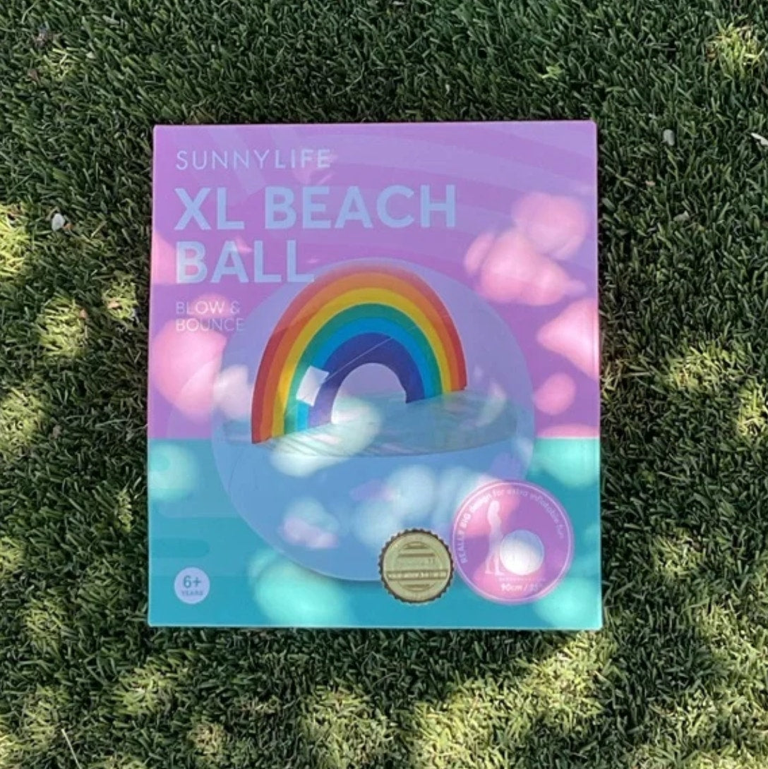SunnyLife Rainbow Inflatable Xl Beach Ball - Nib | Front view