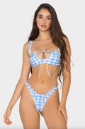 Khassani Bikini Top - Khassani Swimwear 'Alma' Bikini Top in Blue Flower Vichy