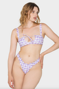 Khassani Bikini Top - Khassani Swimwear 'Alma' Bikini Top in Purple Flower Vichy