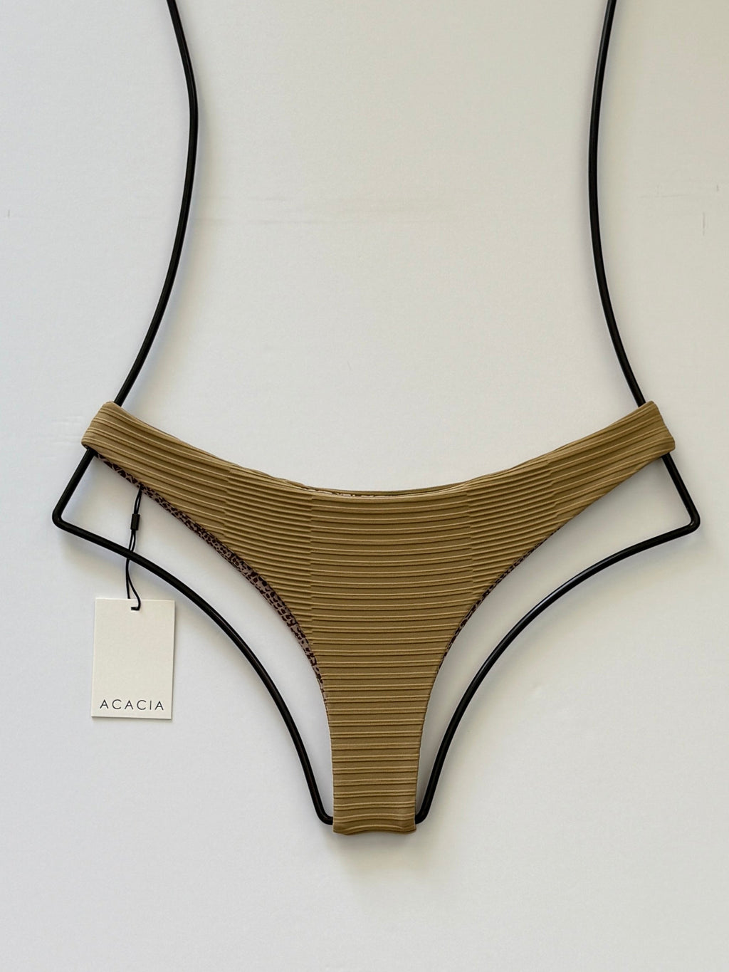 Designer Acacia Ho’okipa ribbed swim bottom Palm textured fabric – cheeky minimal coverage