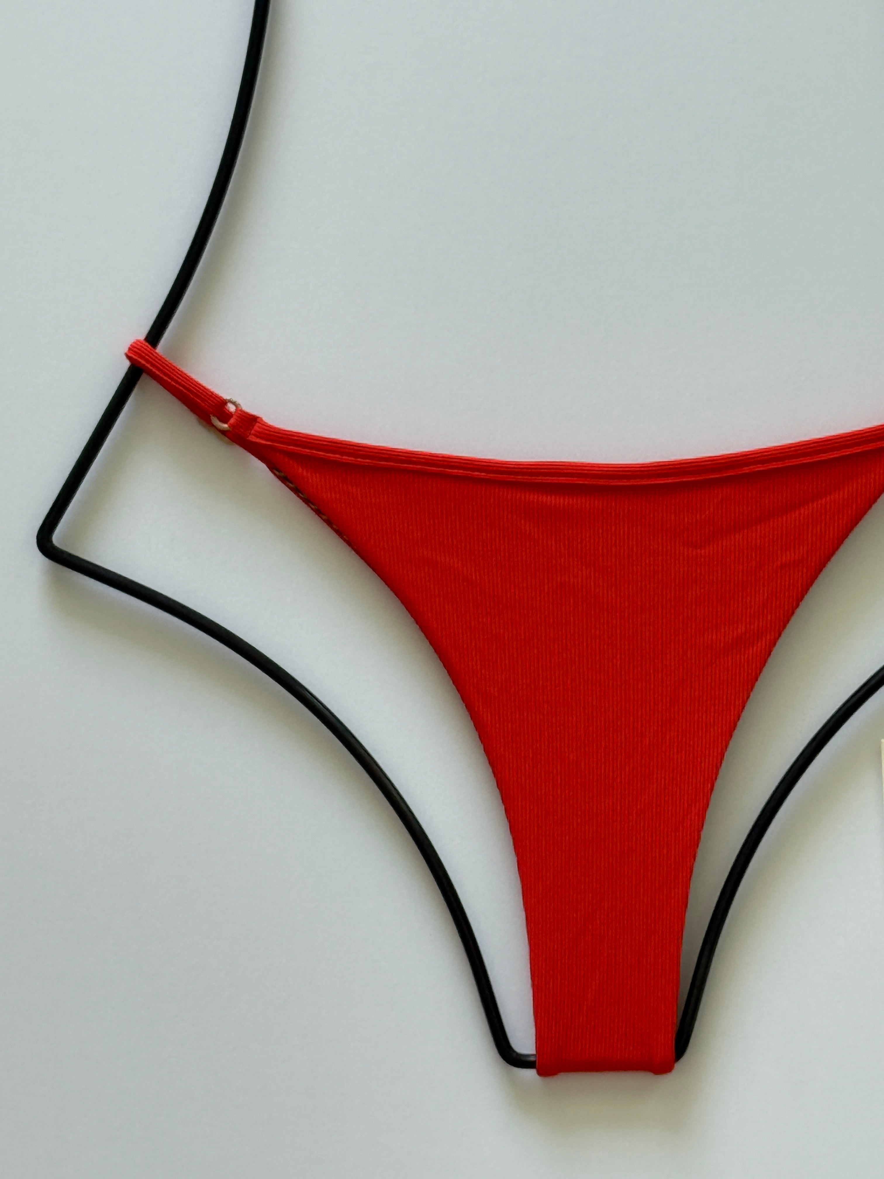 Acacia Swimwear Neema Ribbed Bikini Bottom - Persimmon
