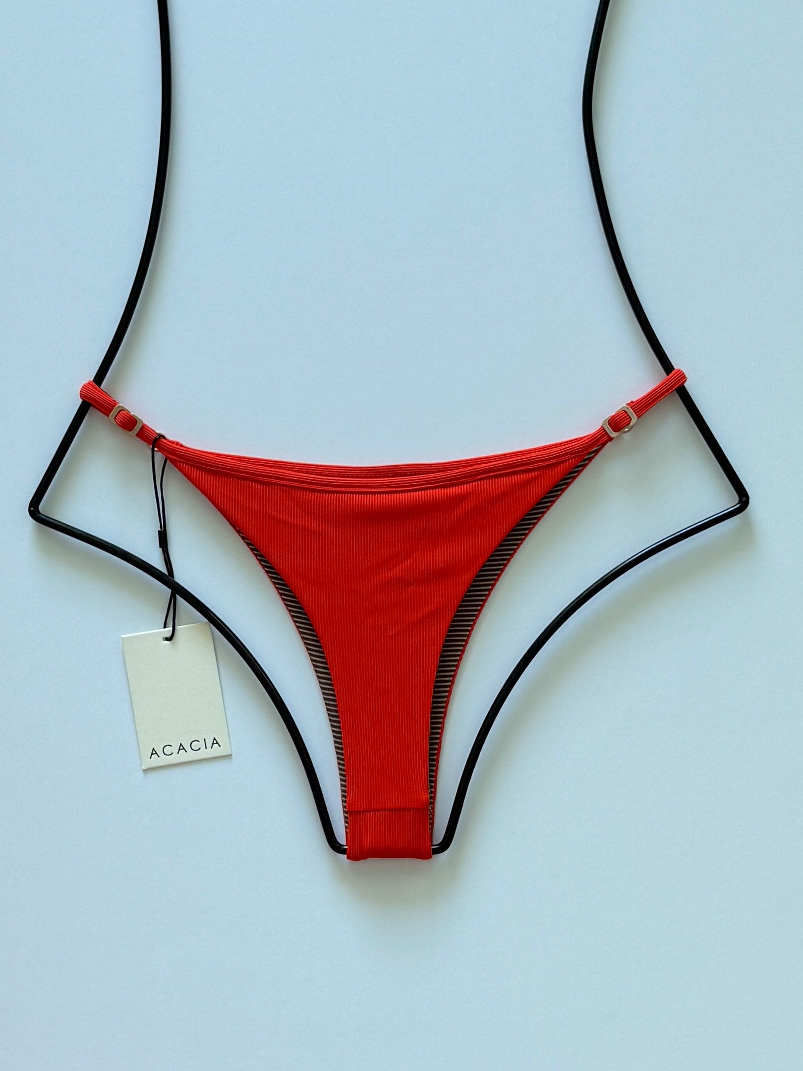 Acacia Swimwear Neema Ribbed Bikini Bottom - Persimmon