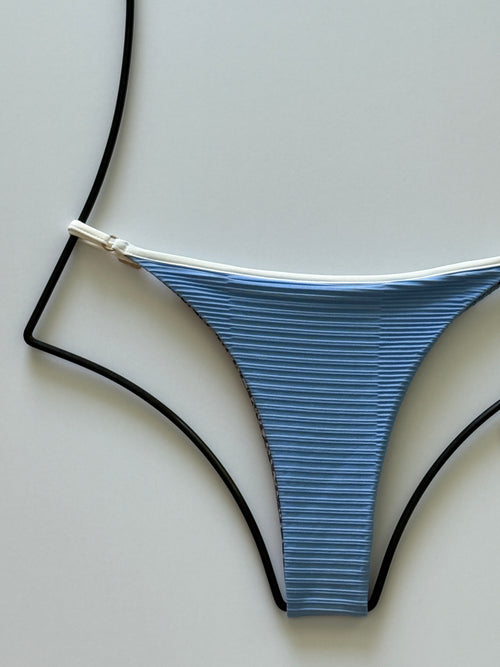 Acacia Swimwear Neema Piped Dual Ribbed Bikini Bottom - Seine